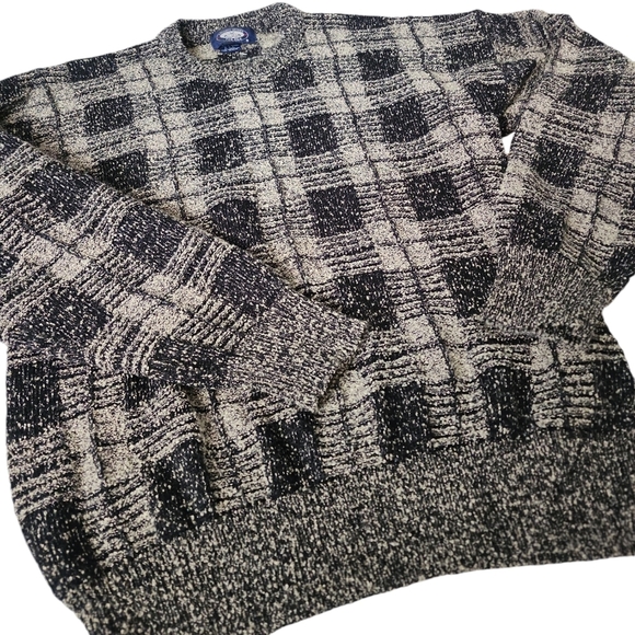 Vintage men's textured checkered pullover sweater - Picture 4 of 7